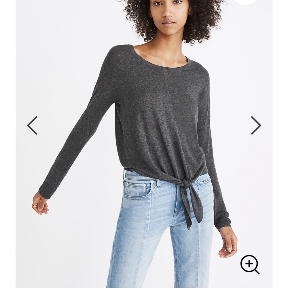 Madewell Grey Tie-Front Sweater Sz. XL - Picture 1 of 9